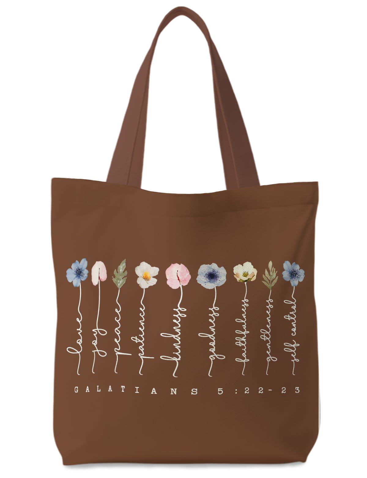 Supwhd bolsa de lona bíblica marrón para mujer, diseño duradero para compras diarias.