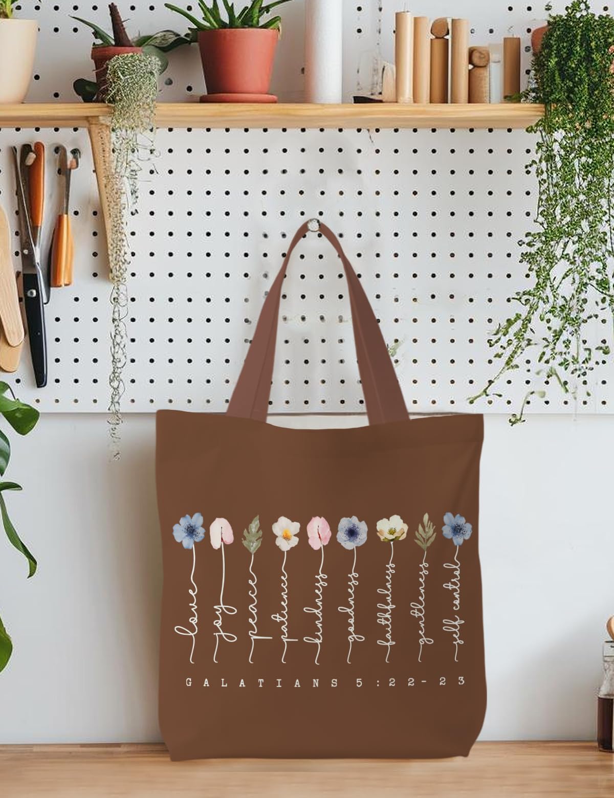 Supwhd bolsa de lona cristiana con diseño gráfico, perfecta para libros y compras.