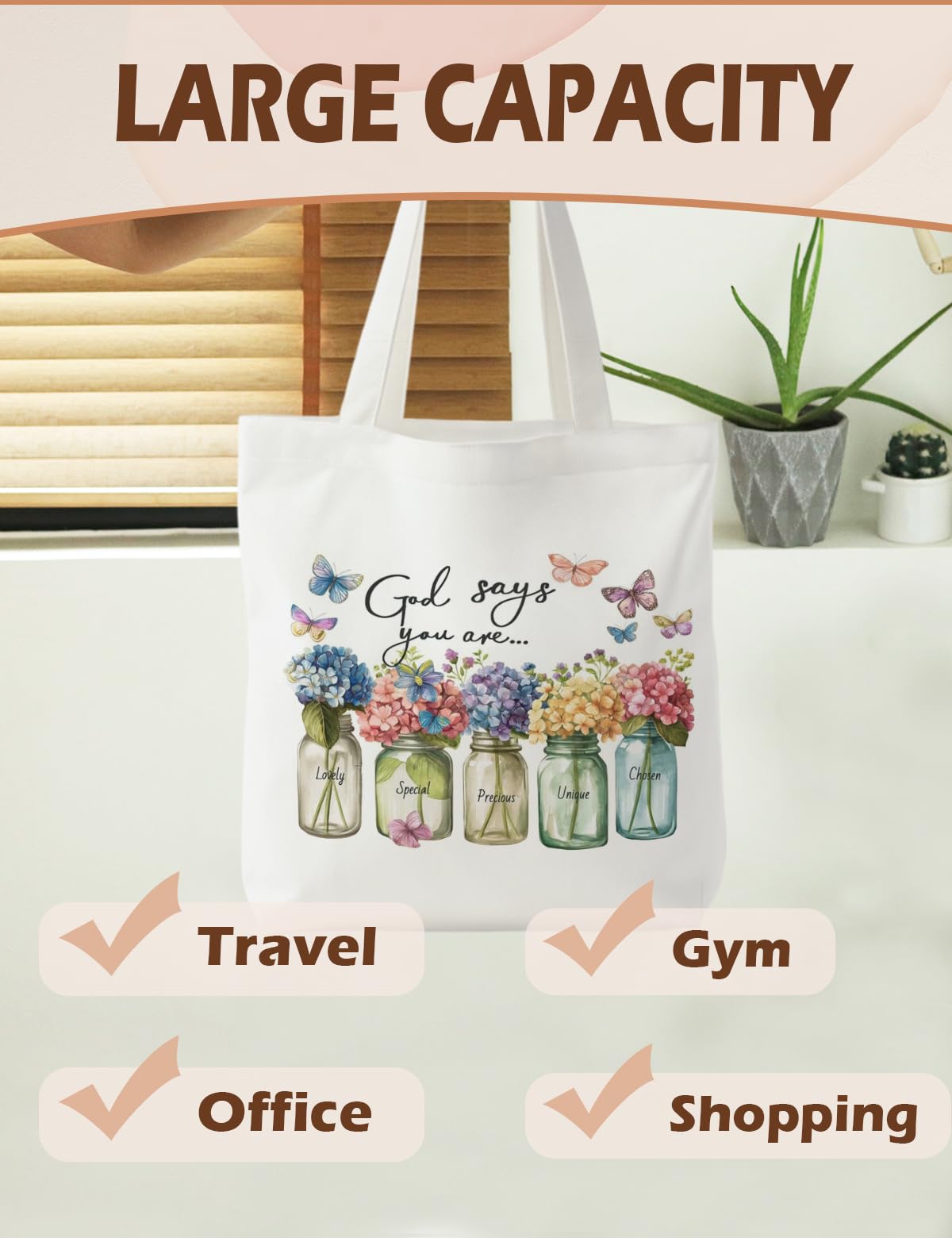 Supwhd bolsa de lona con diseño floral hortensia para uso diario