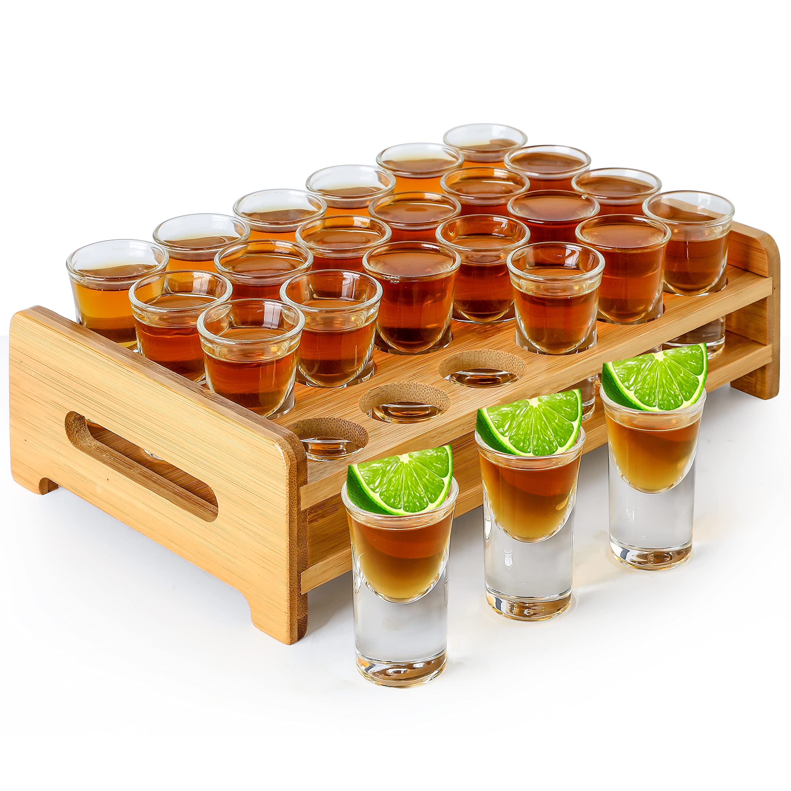 Supwinnet juego de 24 vasos chupito con soporte, ideal para fiestas.