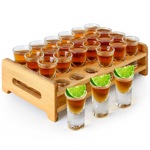 Supwinnet juego de 24 vasos chupito con soporte, ideal para fiestas.