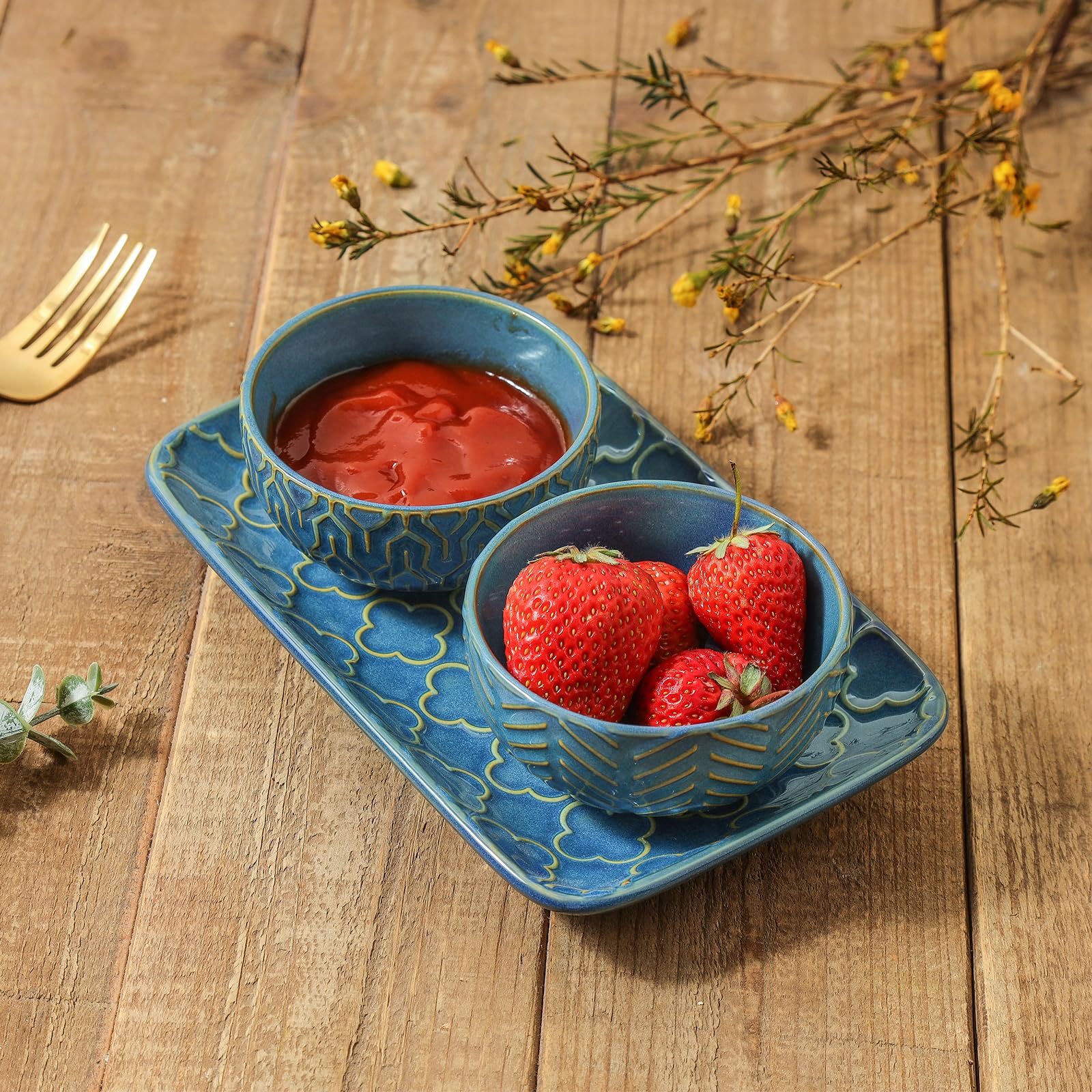 Sureasy tazones ceramicos limpieza facil en color azul.