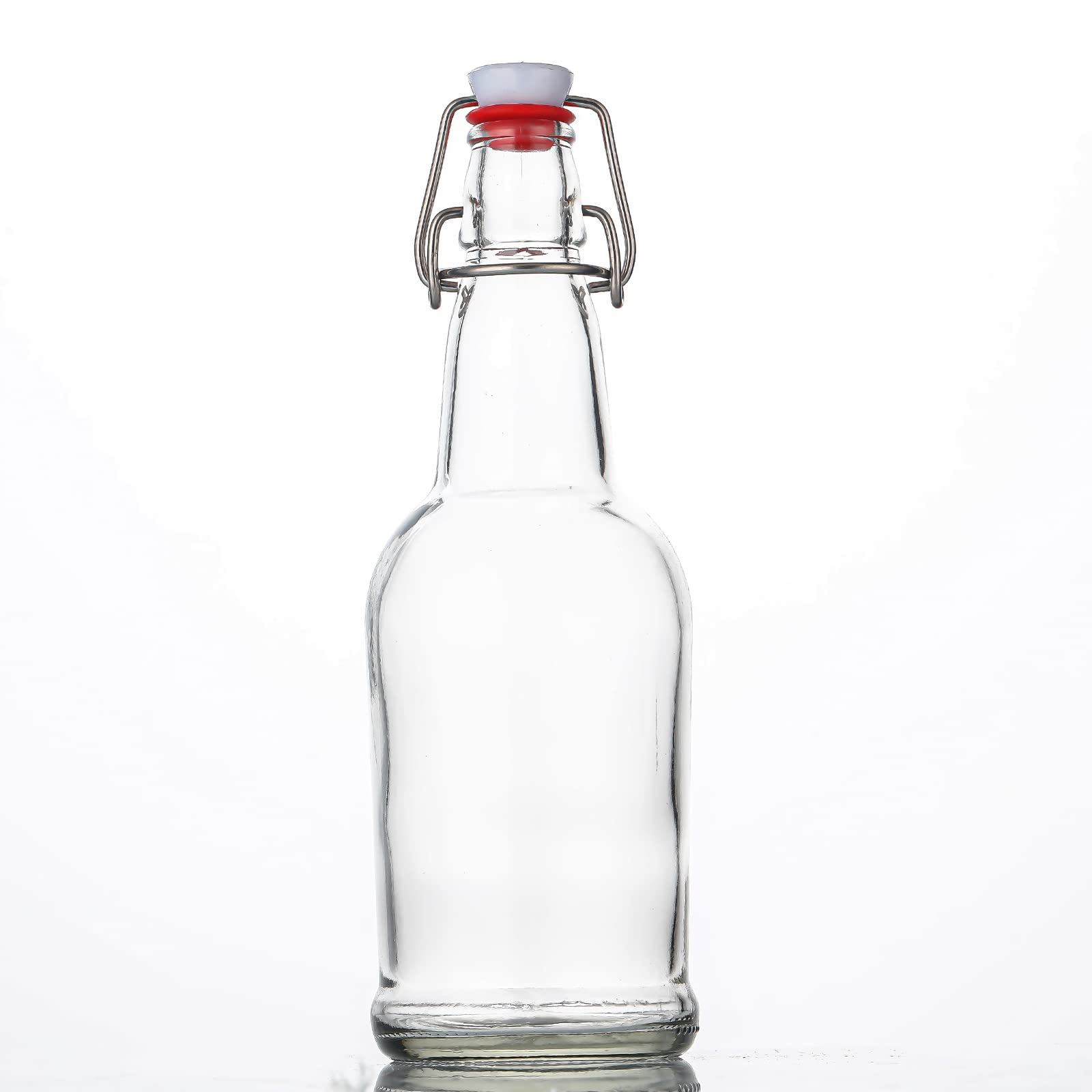 Botellas SURESAVE ámbar de 16 oz con tapa abatible para sellado.