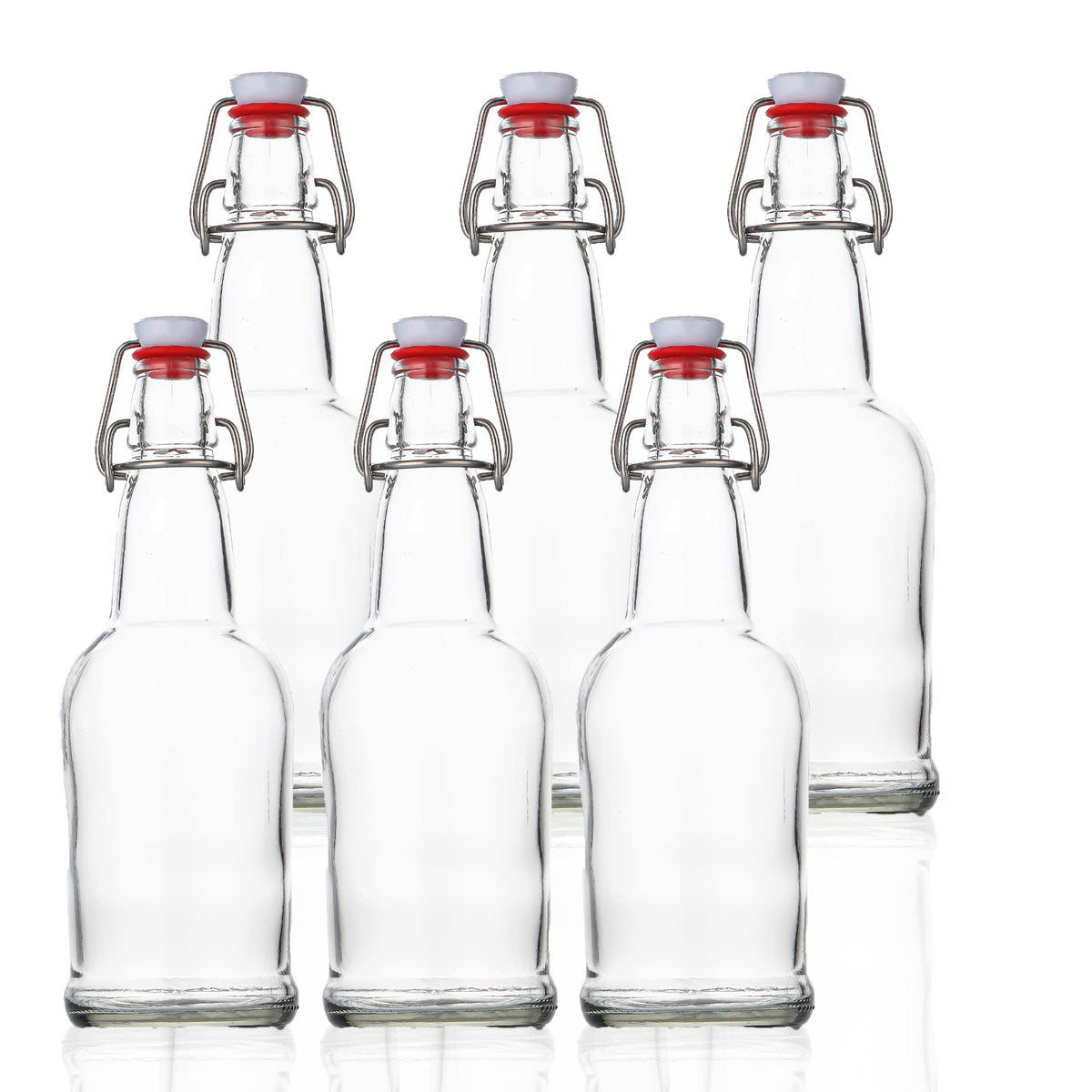 Botellas SURESAVE claras de vidrio de 16 oz para bebidas caseras.