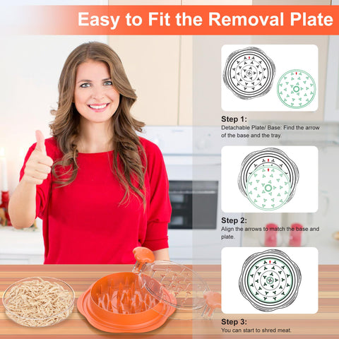 Diseño ergonómico de SURETIVIAN para desmenuzar carne de forma rápida y segura.