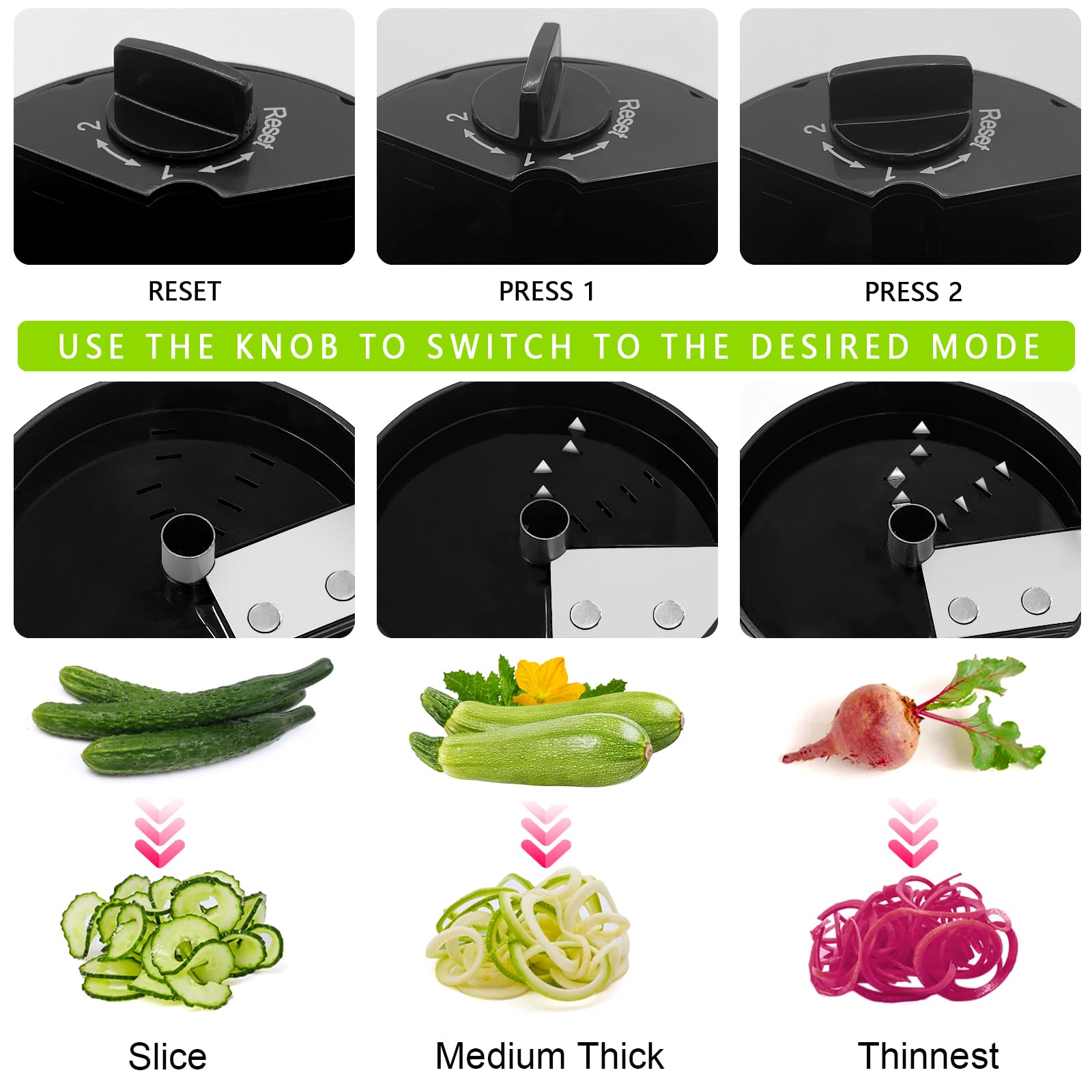 SUREWIN espiralizador ajustable para verduras, trozos perfectos