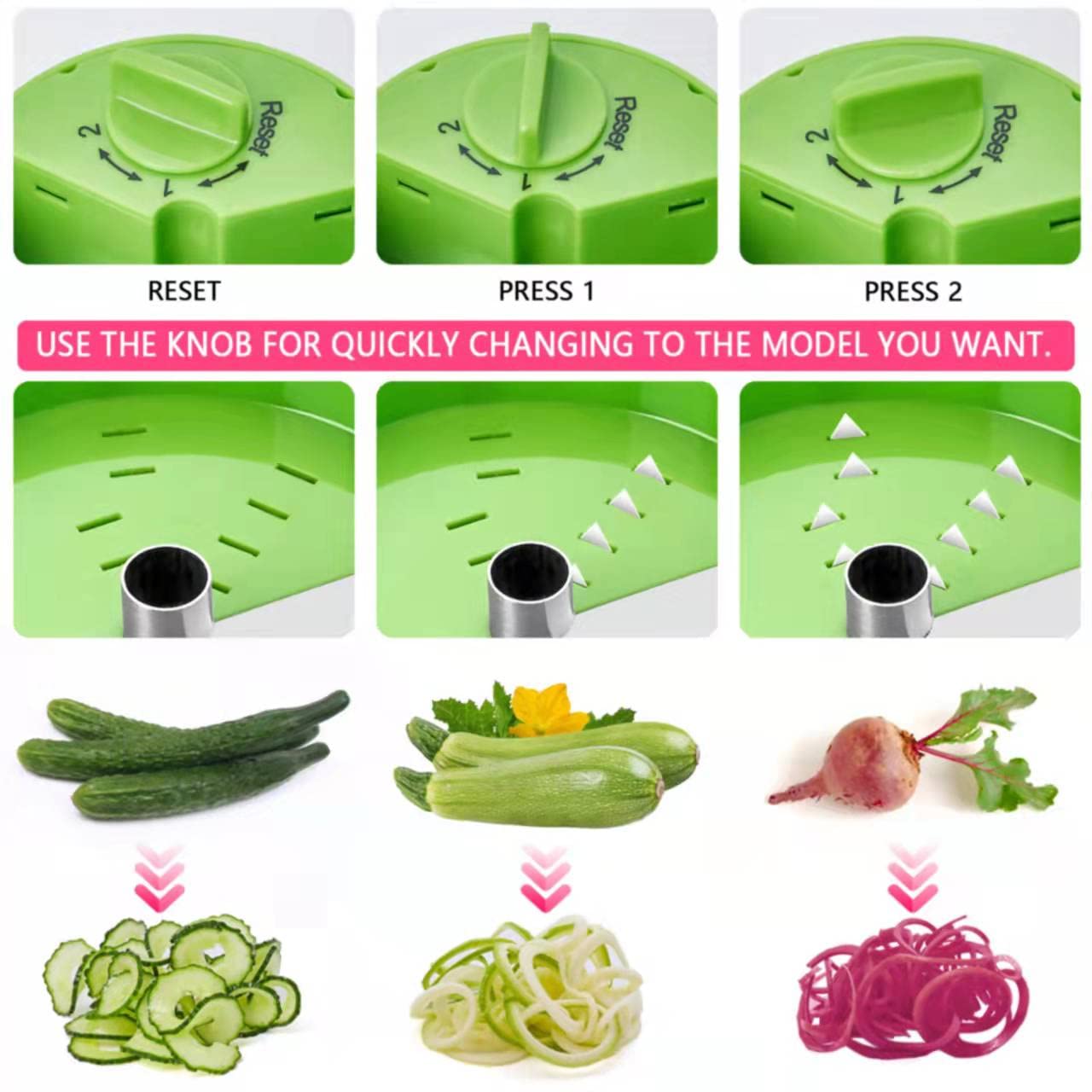 SUREWIN espiralizador para calabacín y zanahoria, ideal para cenas rápidas.