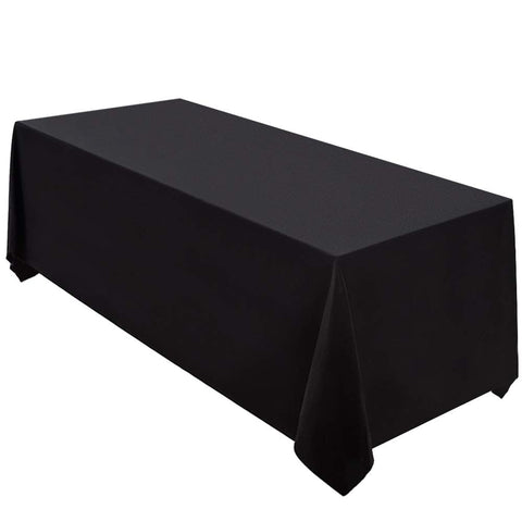 Mantel negro Surmente de 90x156 para mesas rectangulares en eventos.