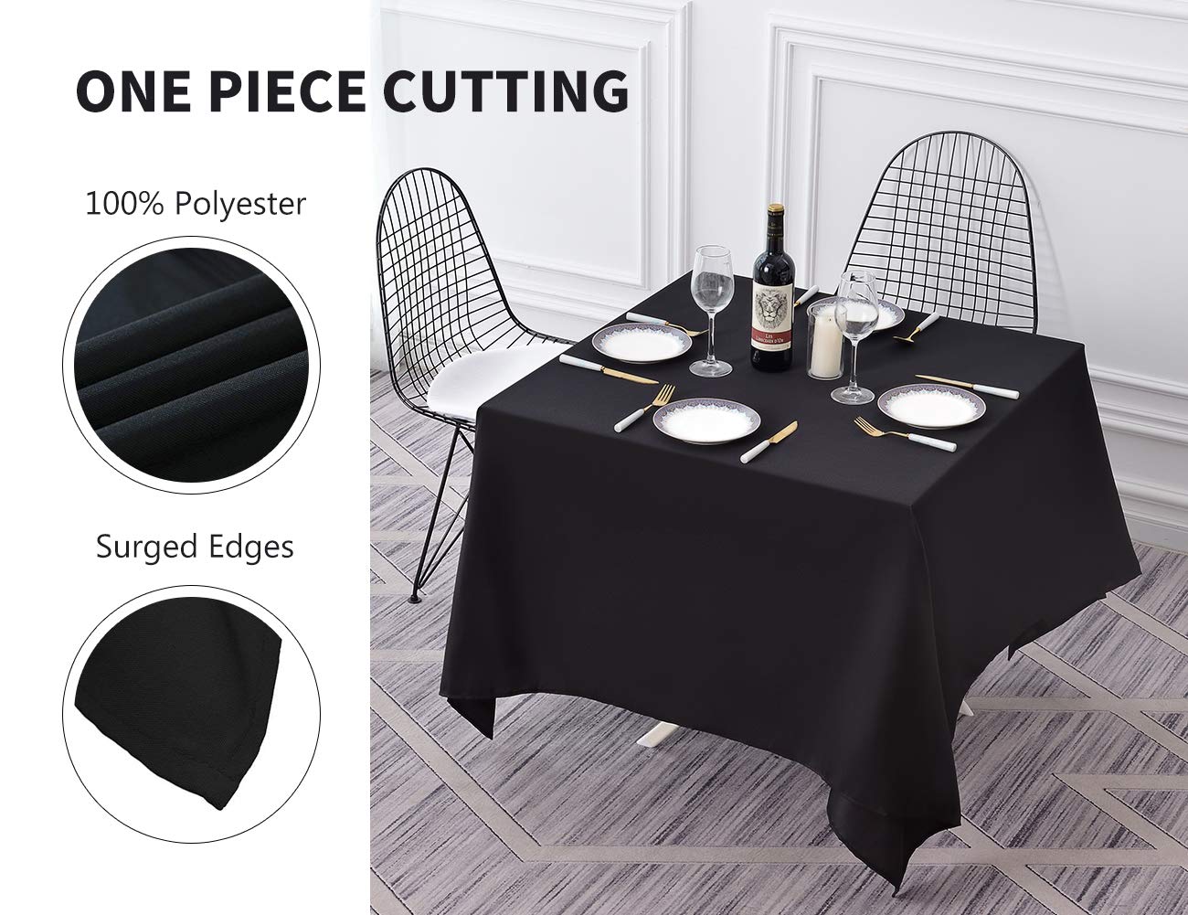 Mantel Surmente negro para mesas pequeñas, elegante para banquetes y restaurantes.