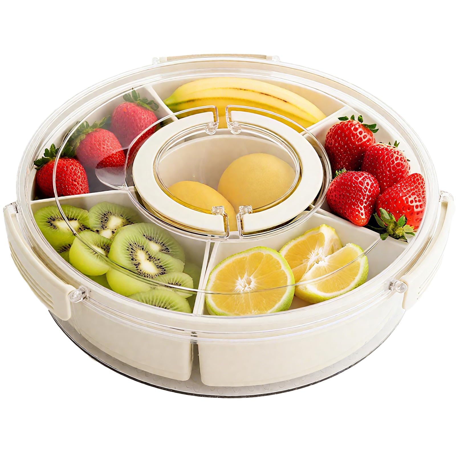 Bandeja SUROQUE dividida con tapa y asa para ordenar aperitivos con estilo