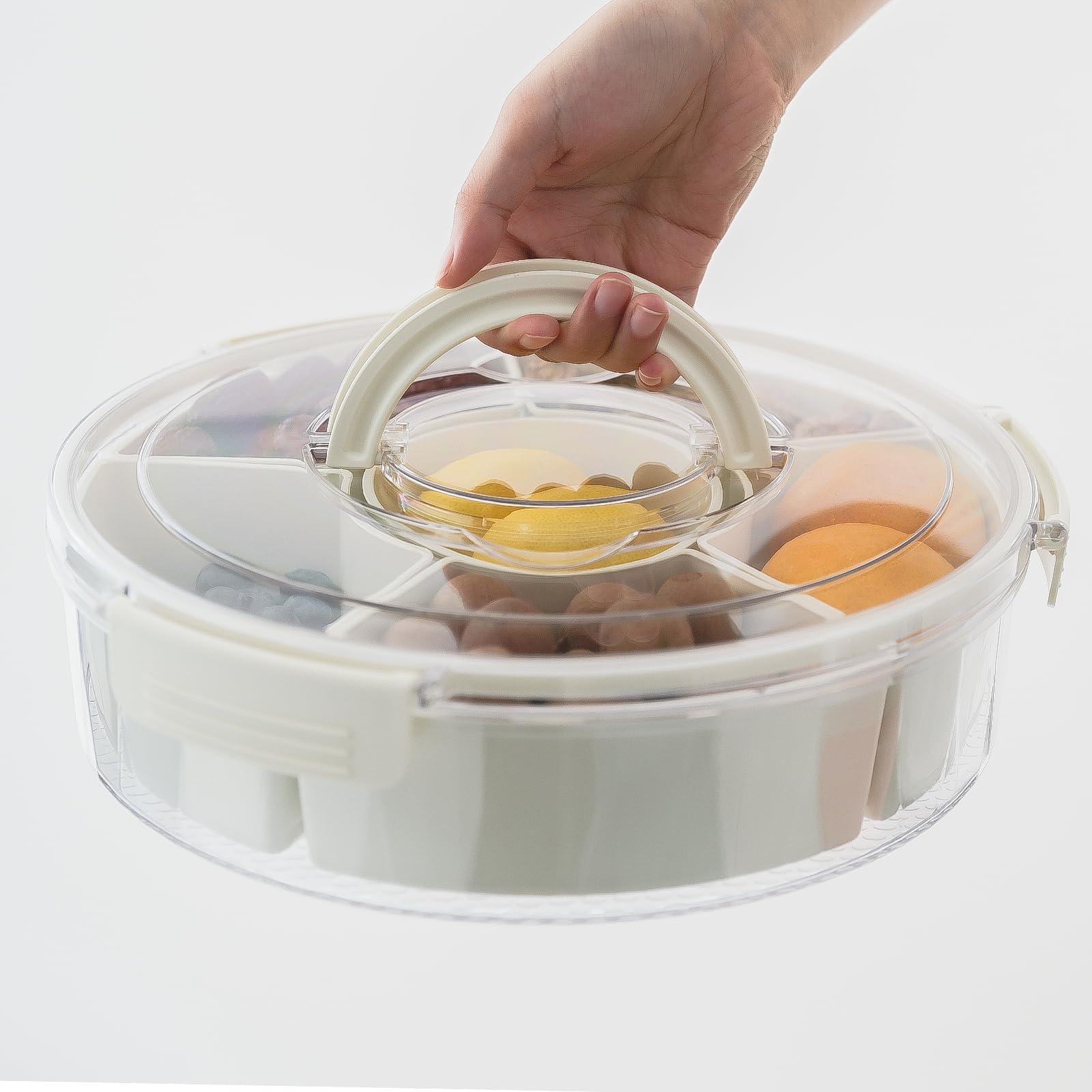 Bandeja SUROQUE para fruta y aperitivos, con particiones separables para una presentación ordenada