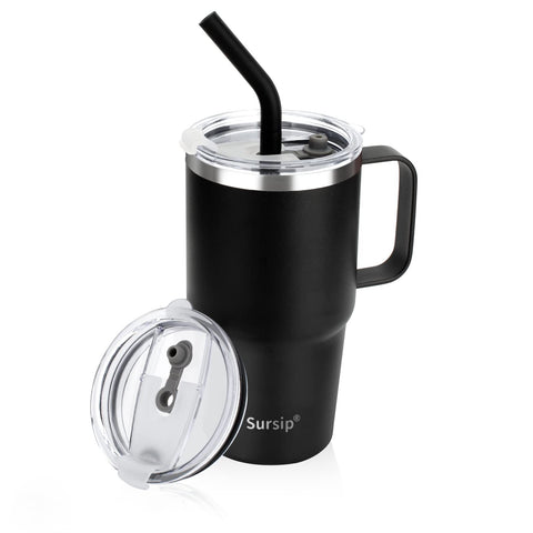 Vaso Sursip 24 oz con mango, aislamiento eficiente para bebidas frías o calientes.