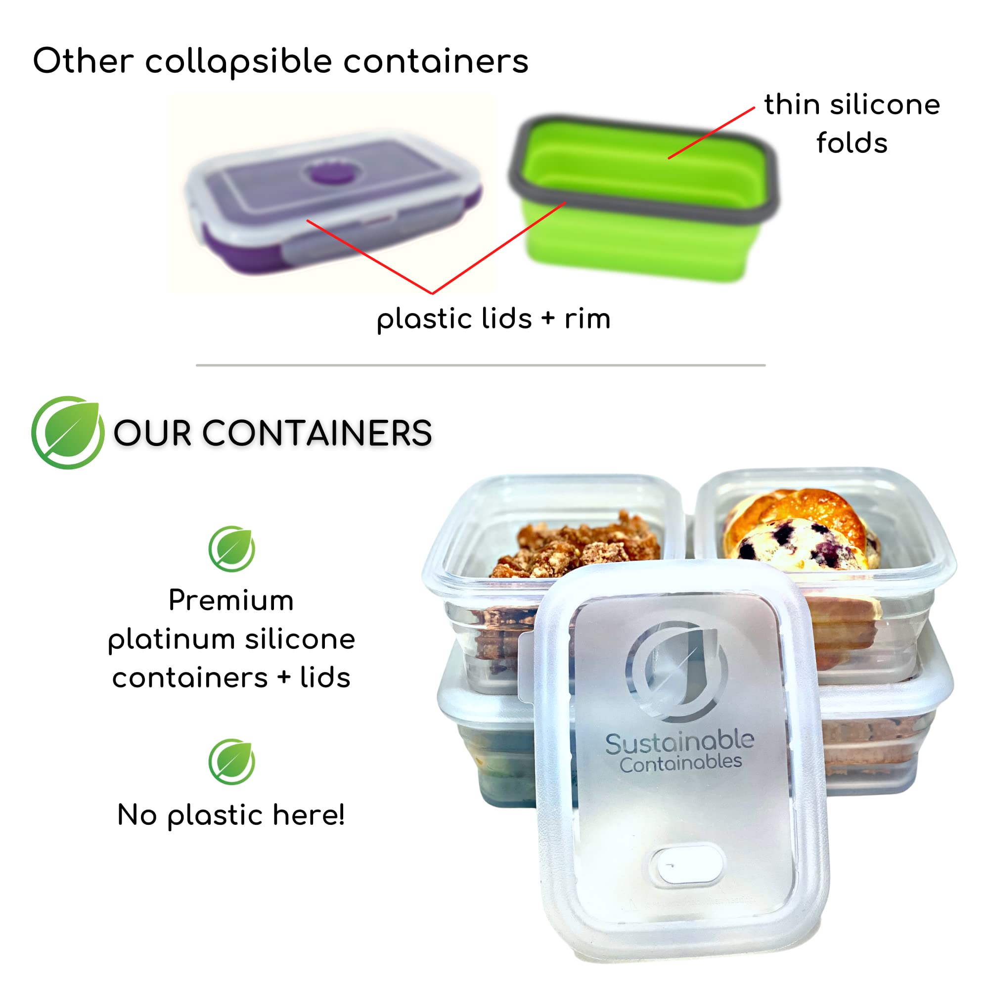 Sustainable Containables: apto para microondas y lavavajillas, limpieza rápida.