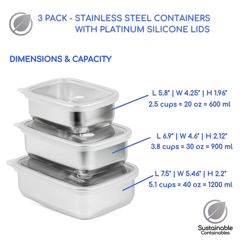 Sustainable Containables: contenedor de acero inoxidable 30 oz para almuerzos duraderos.