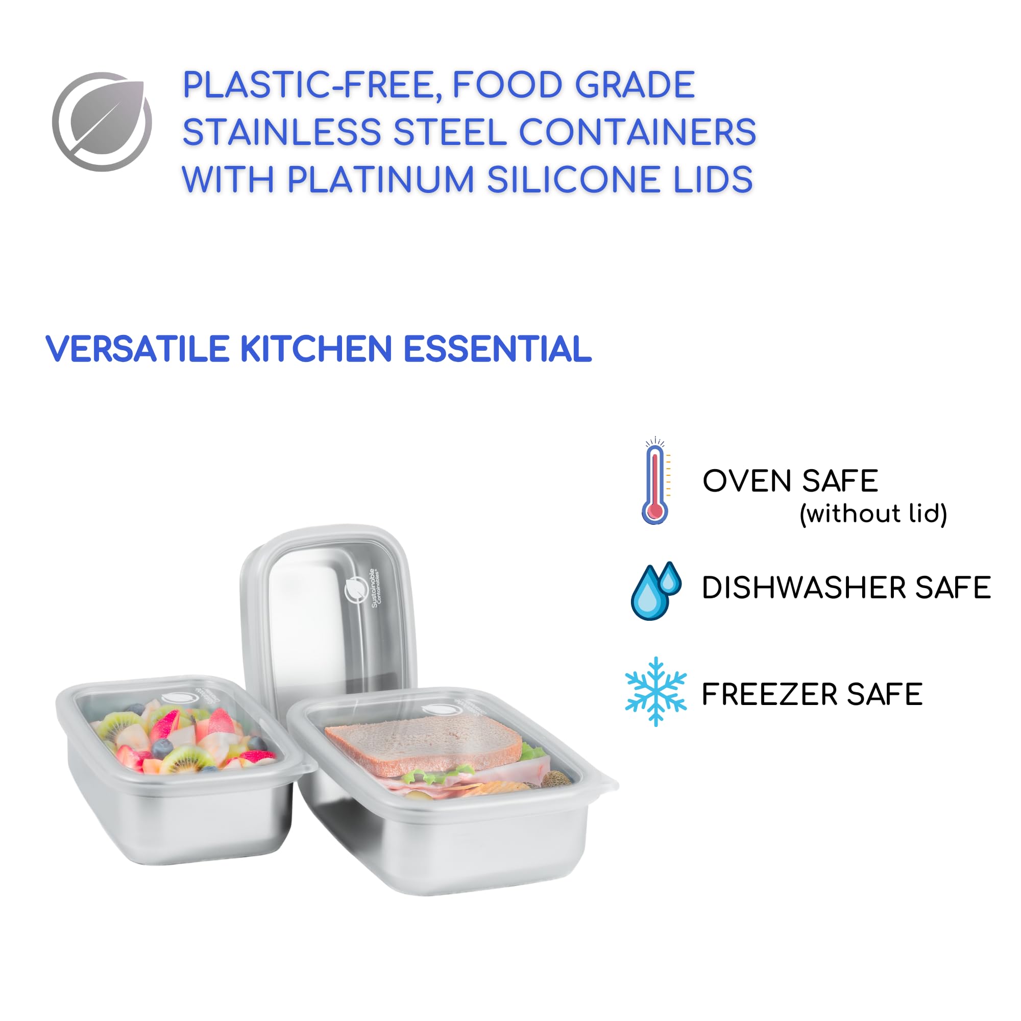 Sustainable Containables: contenedor de acero inoxidable 40 oz para porciones grandes y organización.