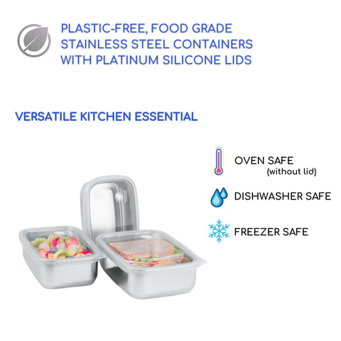 Sustainable Containables: contenedor de acero inoxidable 40 oz para porciones grandes y organización.