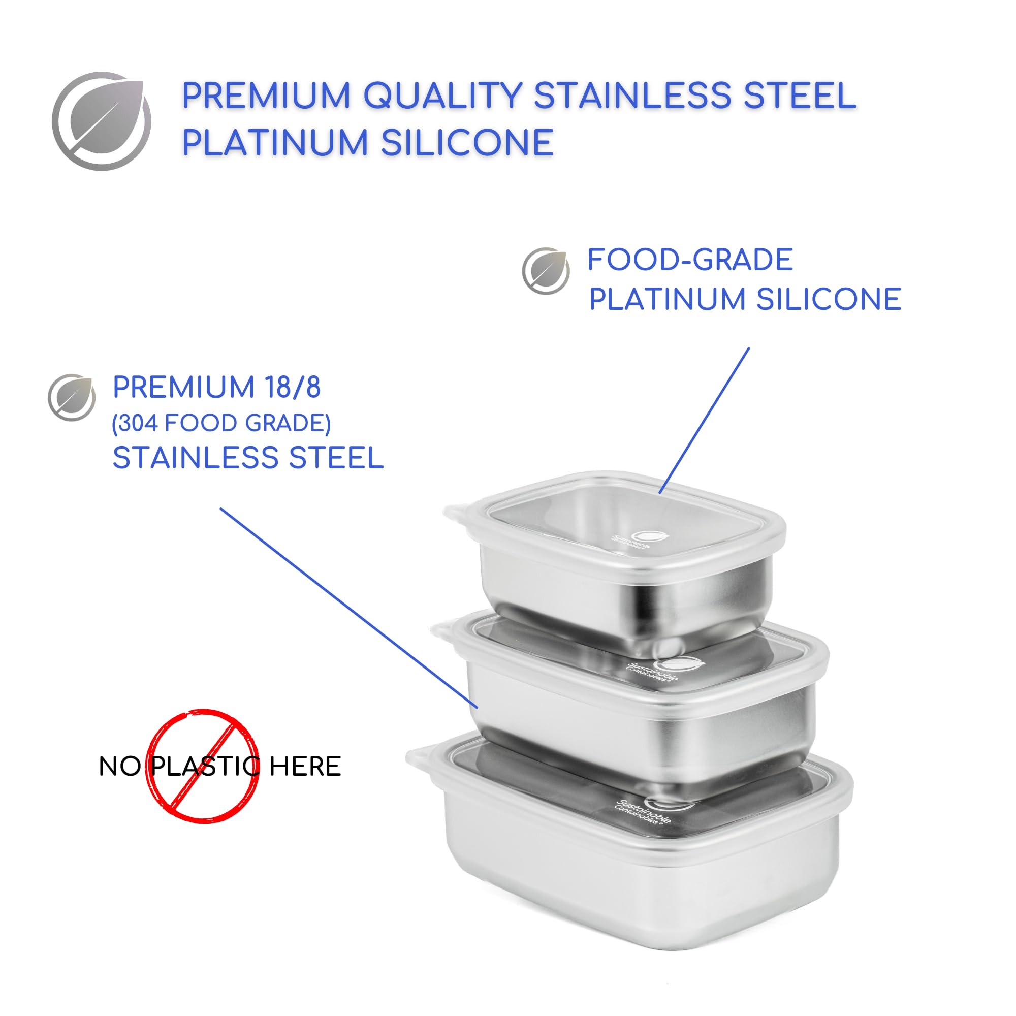 Sustainable Containables: tapas de silicona platino transparentes con cierre hermético.