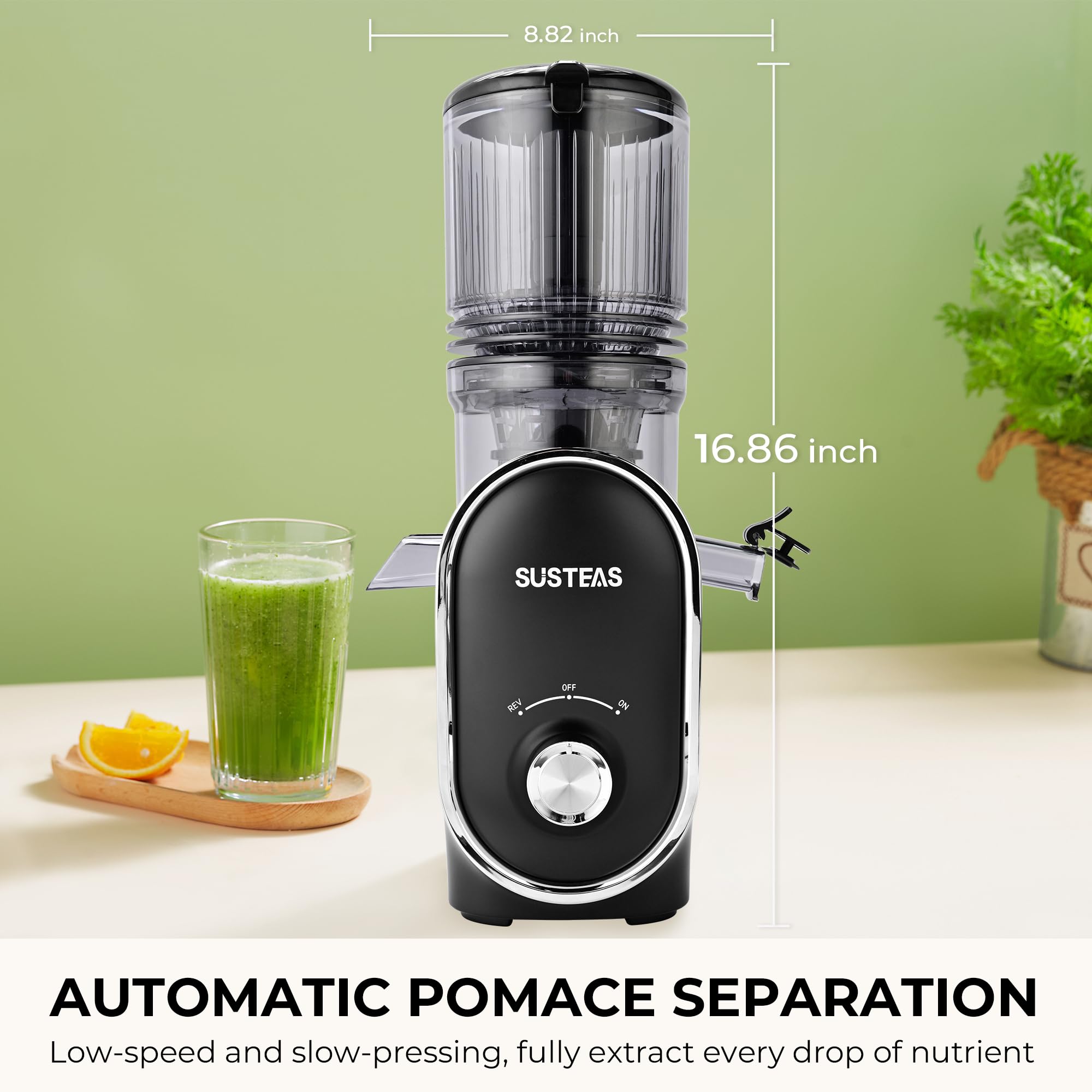 Ideal para jugos de manzana, zanahoria, naranja y verduras enteras.