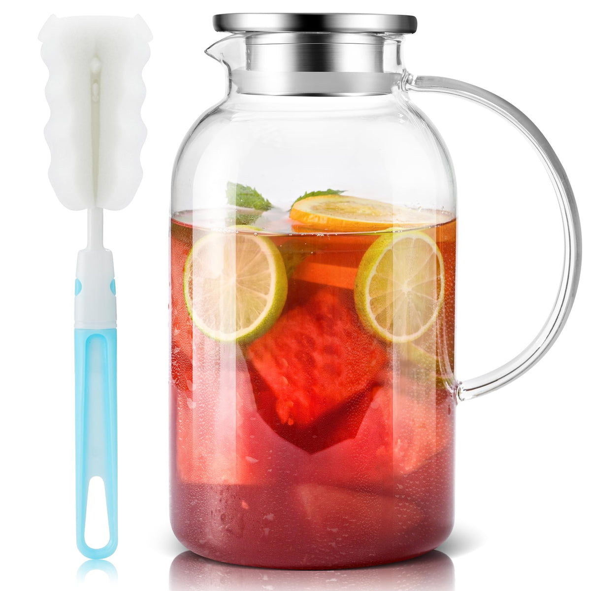 Jarra SUSTEAS de vidrio 2,2 L con tapa ajustable para verter sin goteo