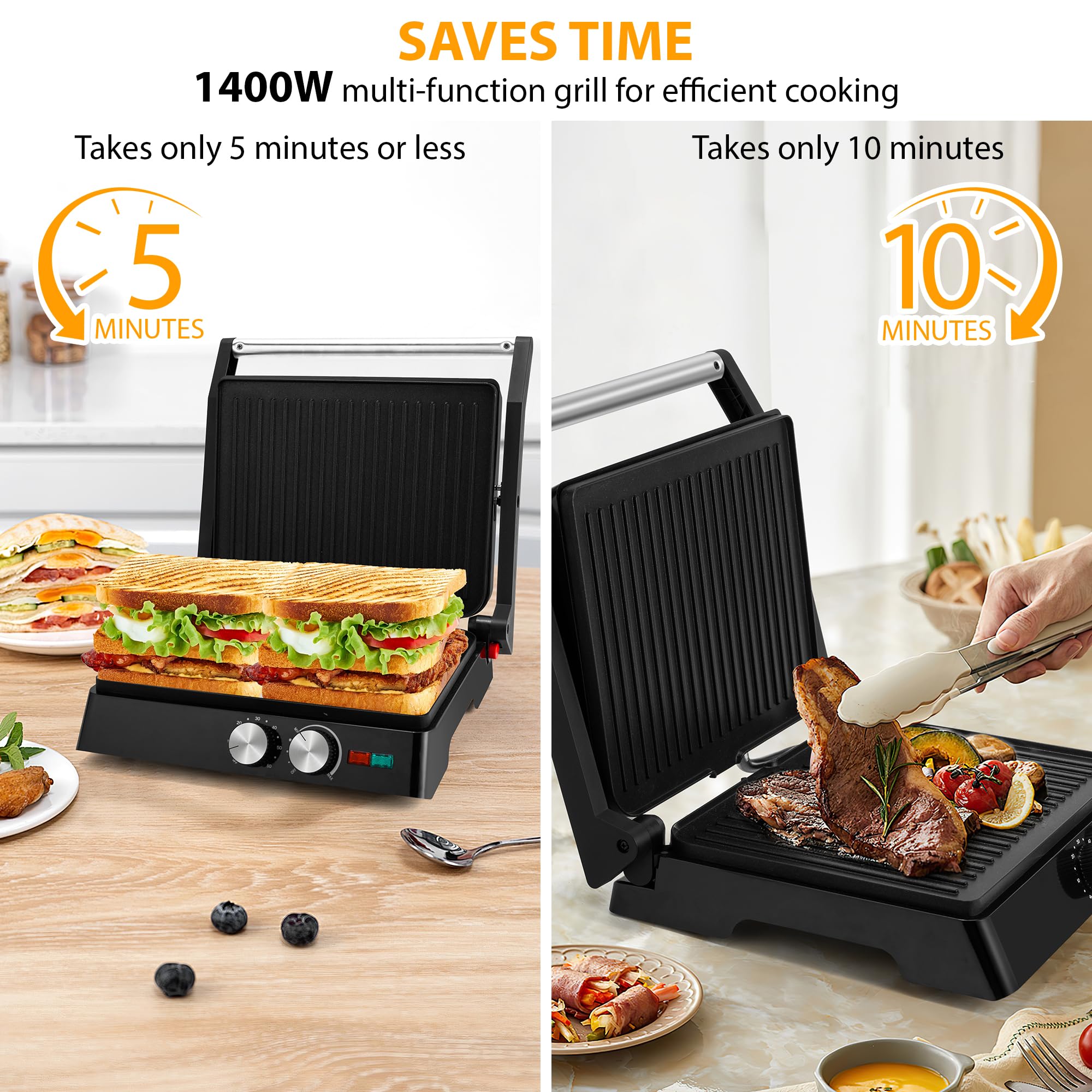 Temporizador integrado de SUSTEAS para timing de cocina sin preocupaciones.