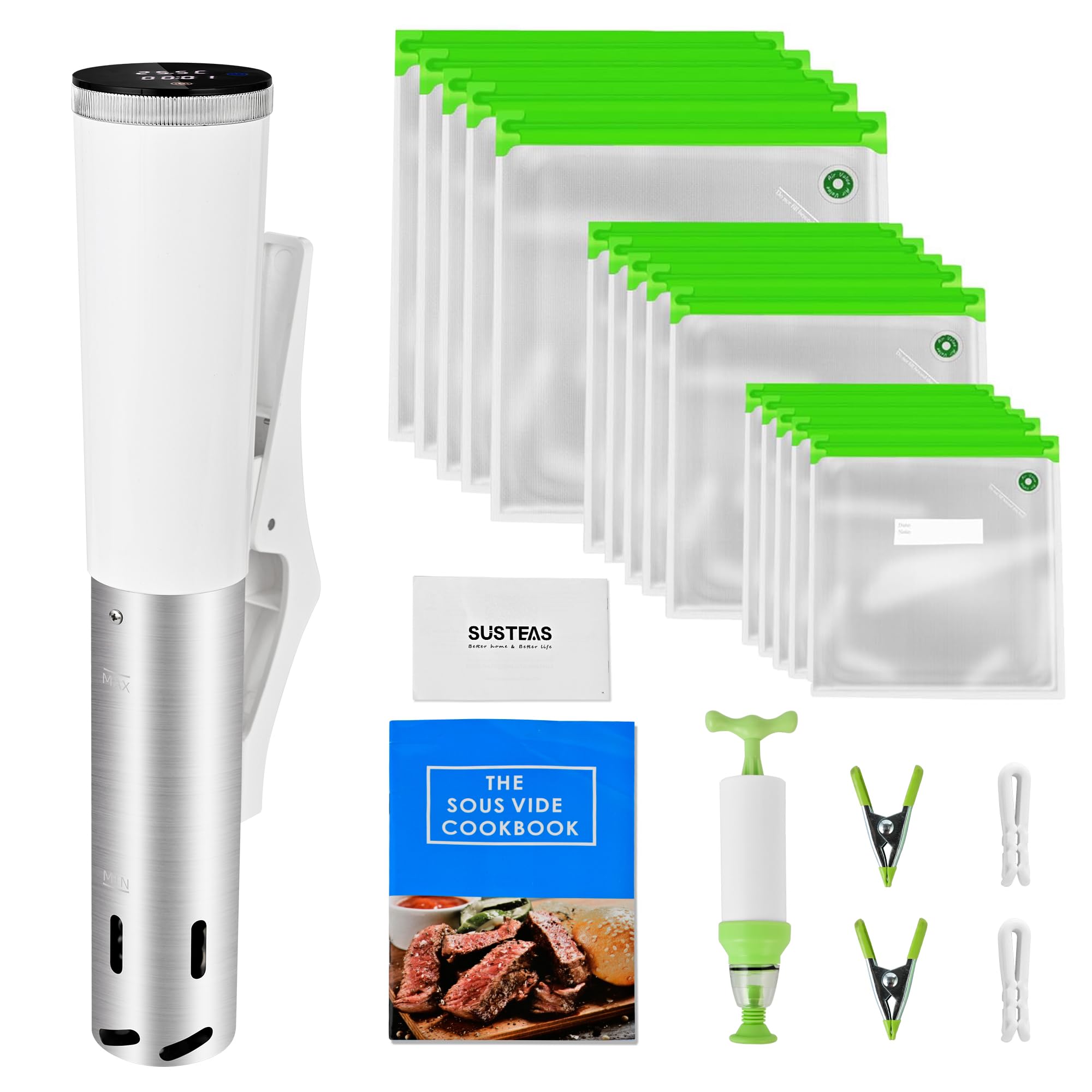 SUSTEAS Sous Vide Kit Cocina, preparación precisa y rápida en casa.