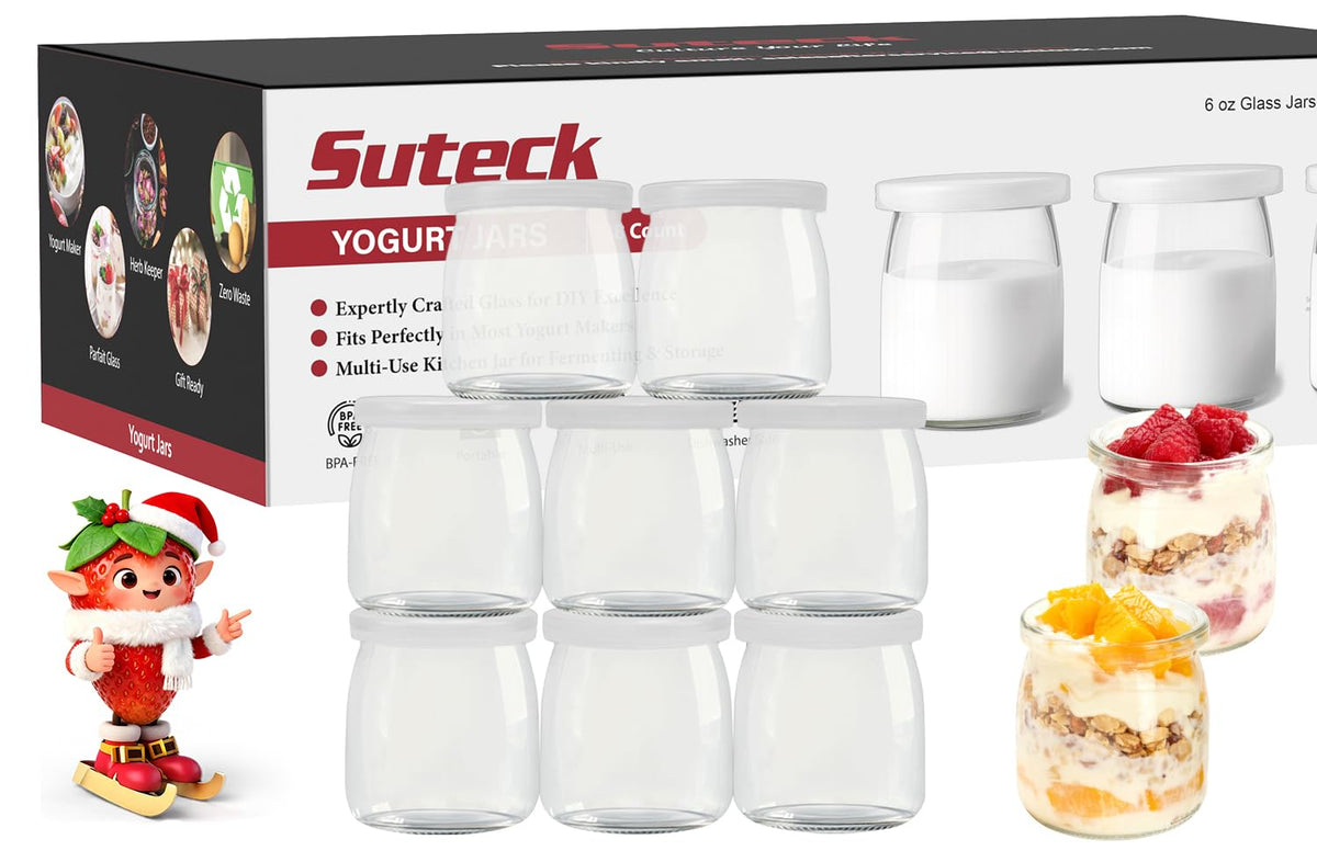 Frascos Suteck de yogur 6 onzas para porciones caseras.