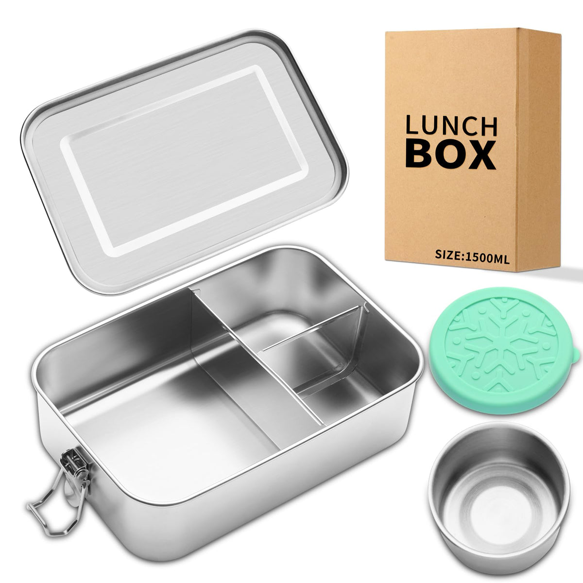 SUTETLW caja almuerzo acero inoxidable, tres compartimentos para comidas equilibradas.