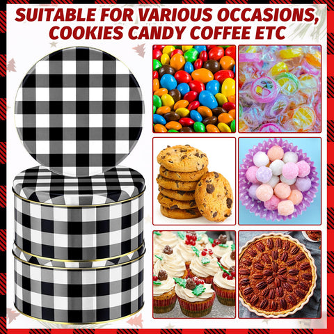 Caja metálica redonda Suttmin de 7 pulgadas, perfecta para guardar galletas o dulces.