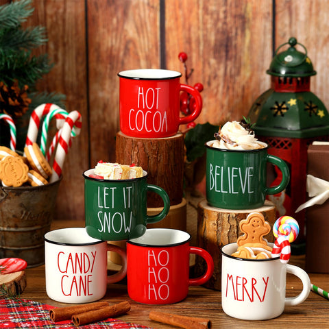 Suttmin, conjunto de tazas mini navideñas en rojo y verde para centro de mesa.