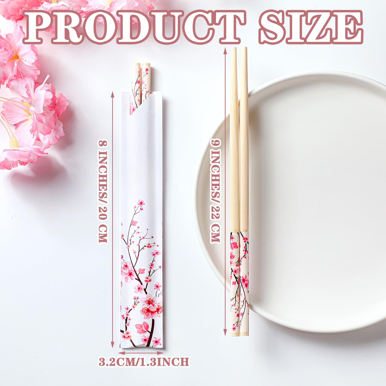 Suttmin palillos desechables de bambú con diseño azul de flores.