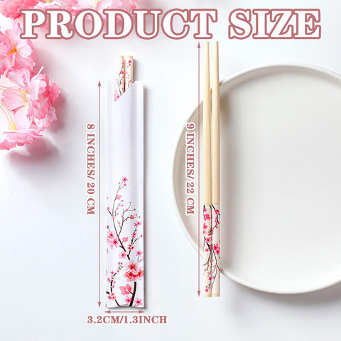 Suttmin palillos desechables de bambú con diseño azul de flores.