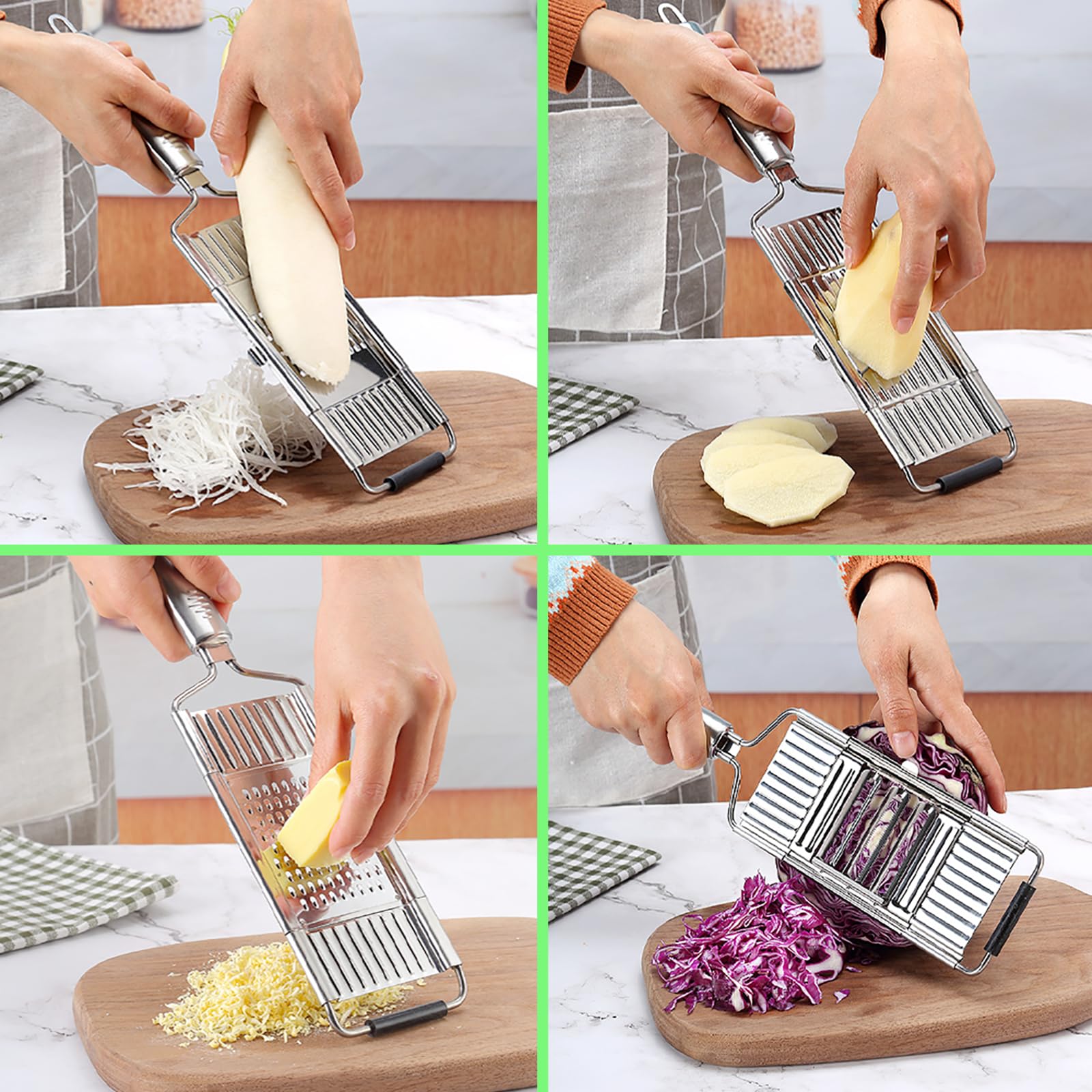Suuker cortador 4 en 1 con hojas intercambiables: lista para diferentes grosores de rebanado.