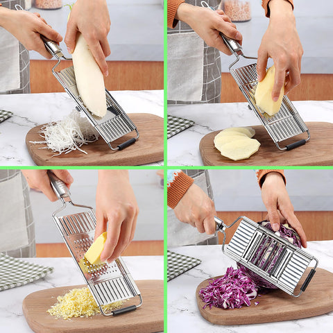 Suuker cortador 4 en 1 con hojas intercambiables: lista para diferentes grosores de rebanado.