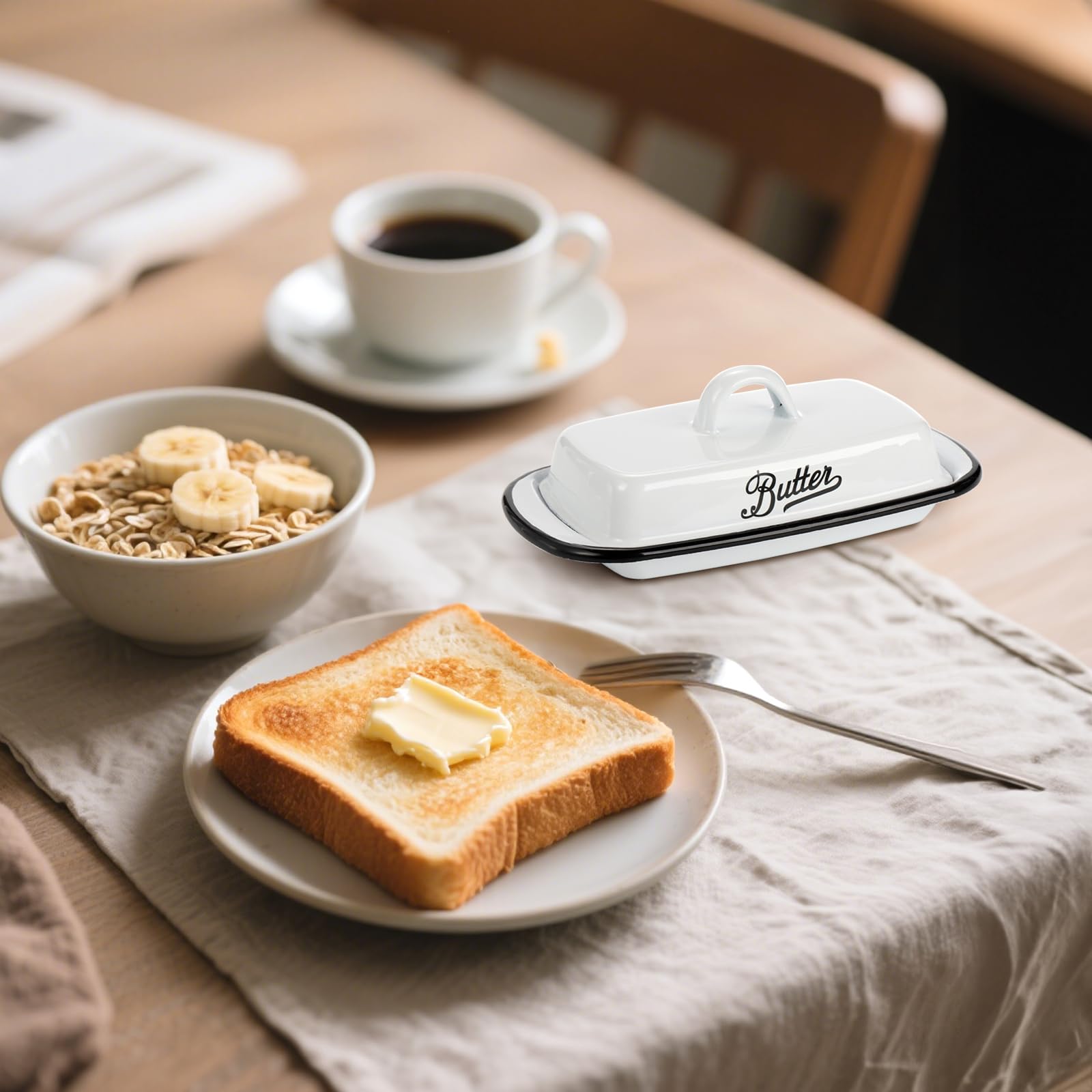 Suwimut bandeja para la mesa esmaltada, ideal para servir queso o crema.