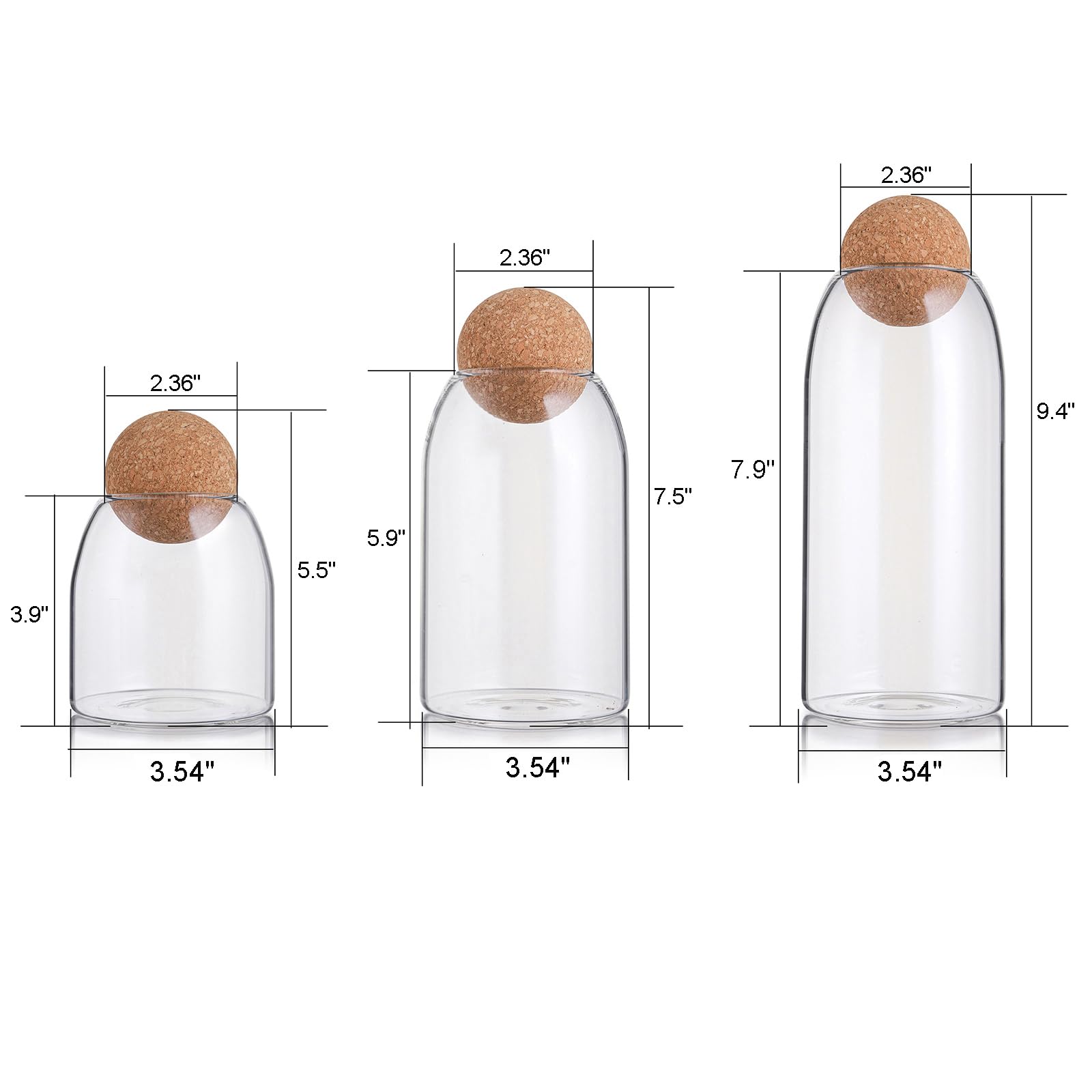 Suwimut jarra vidrio 800ml con tapa bola de corcho para especias