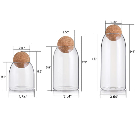 Suwimut jarra vidrio 800ml con tapa bola de corcho para especias