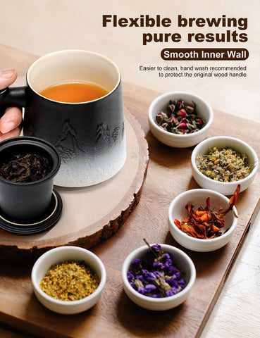 Taza suyika cerámica con relieve gradiente y tapa negra mate para conservar aroma