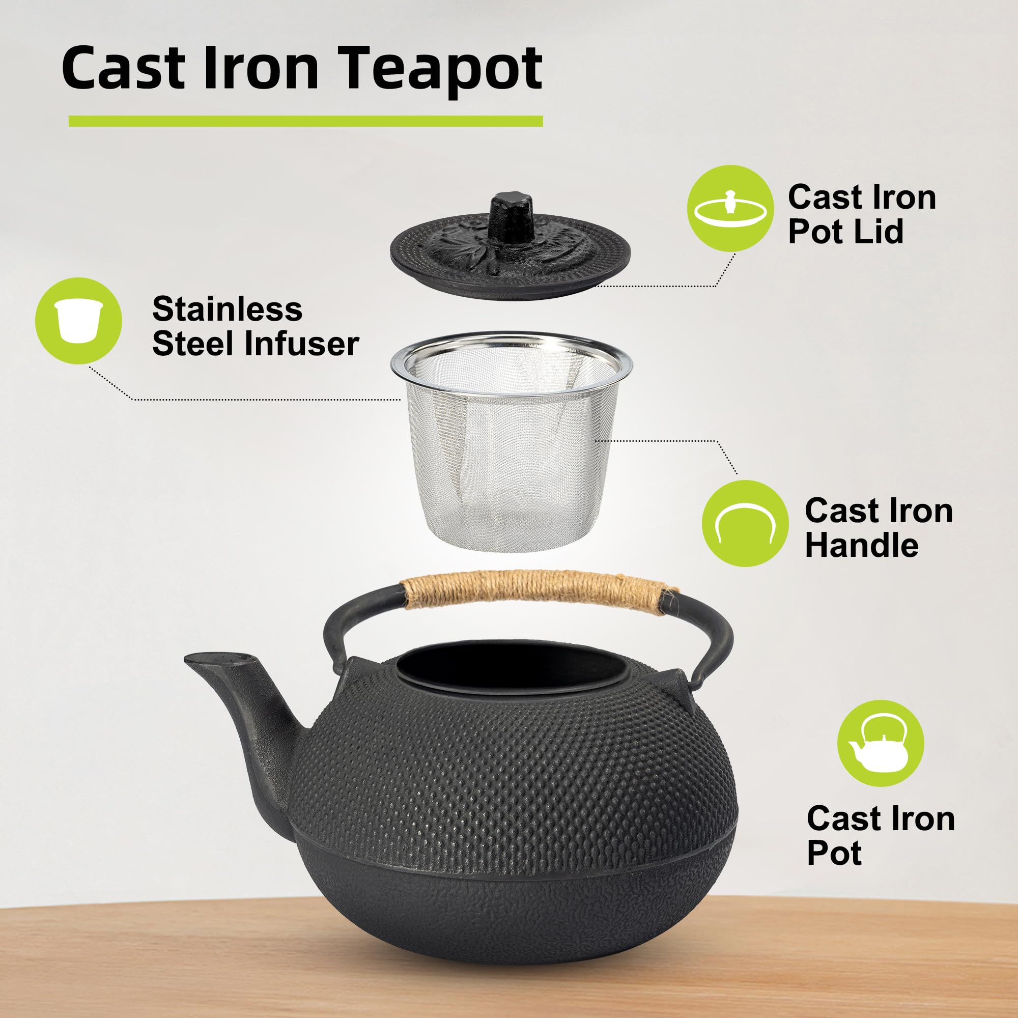 Tetera SUYIKA con infusor de acero inoxidable para infusiones limpias.