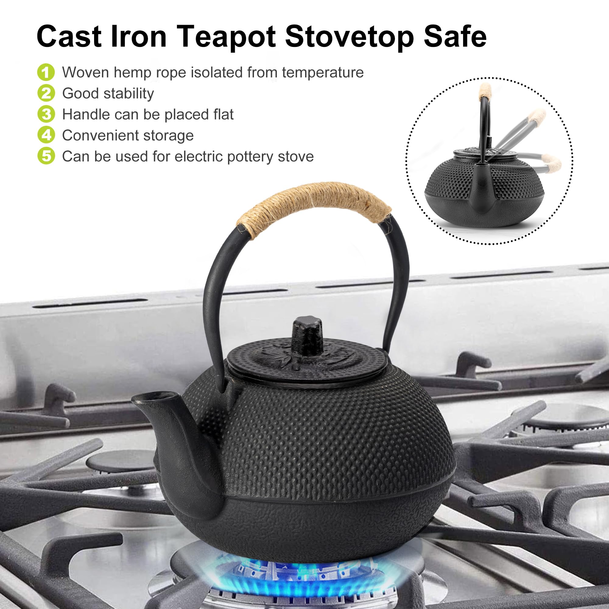 Tetera SUYIKA tetsubin con infusor para preparación rápida de té.