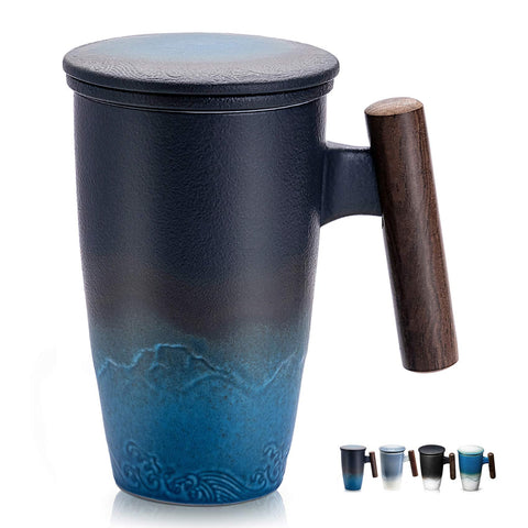 Suyika Tomotime: taza cerámica con infusor y tapa para té de 400 ml.
