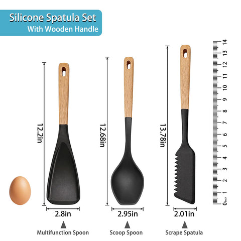 Svailse espatula silicona flexible para sartenes antiadherentes y alcance de esquinas