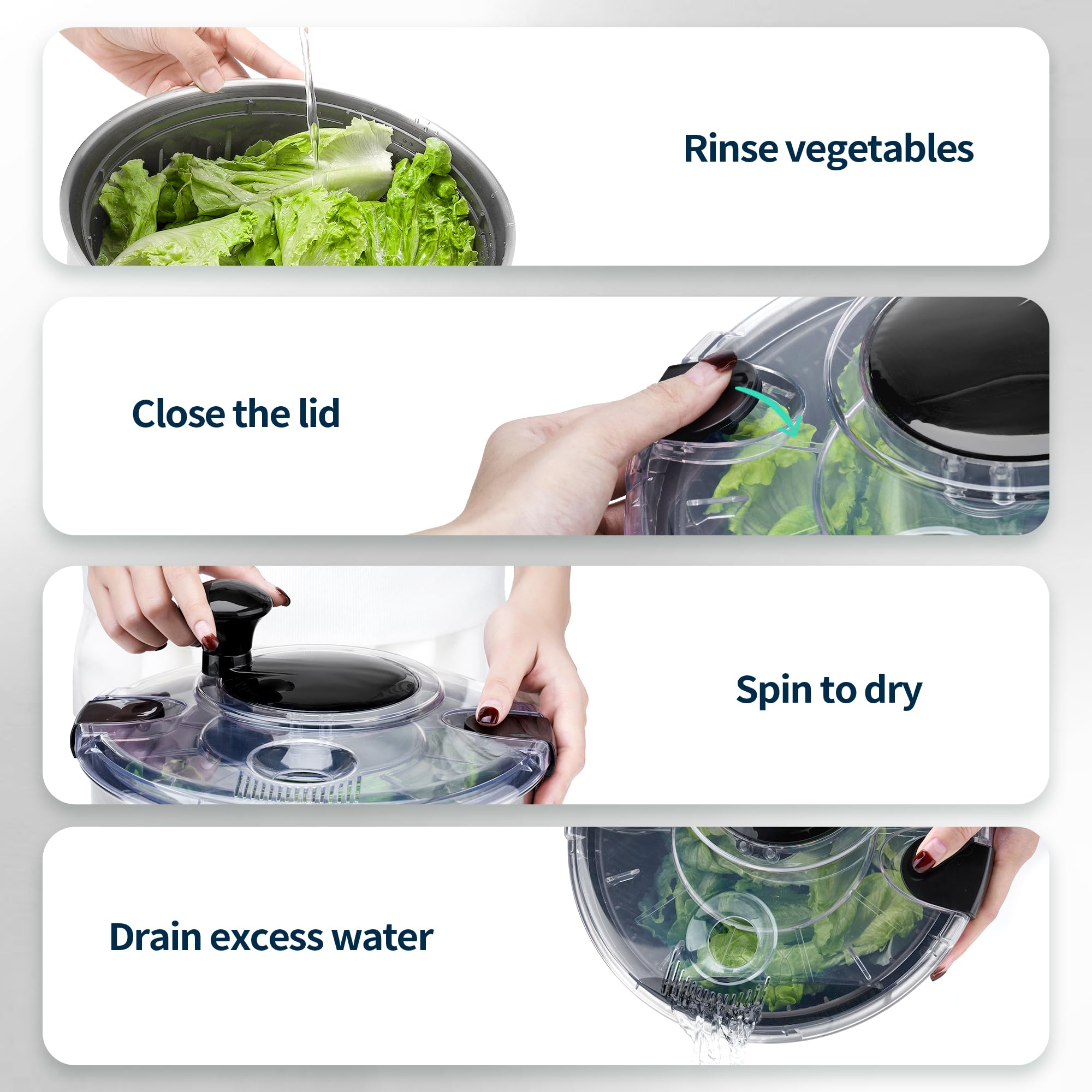 SveBake cuenco de acero inoxidable para servir ensalada directamente.