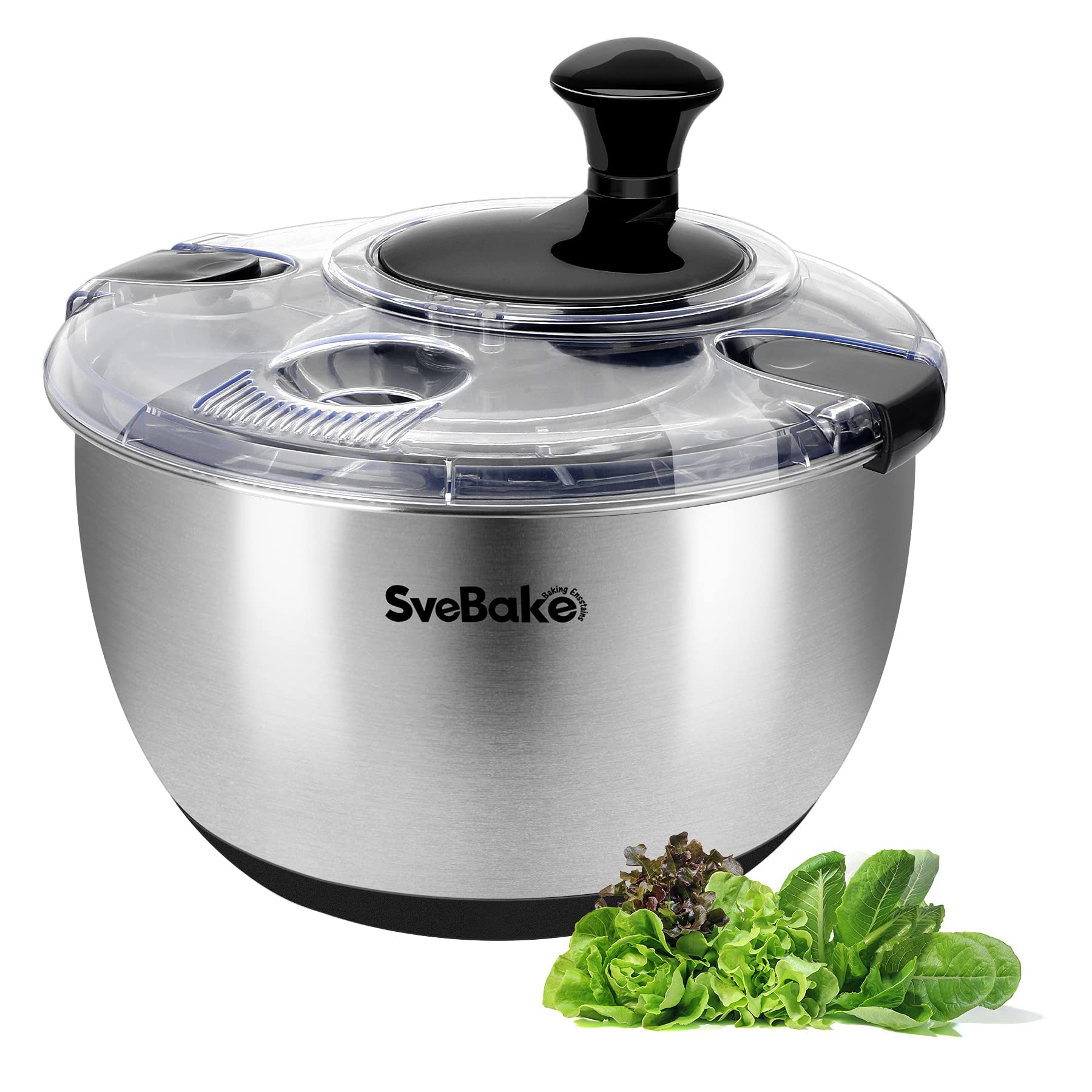 SveBake escurridor de ensalada en acero inoxidable para secar hojas.