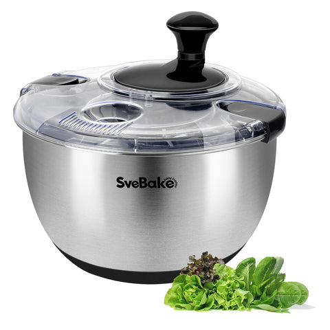 SveBake escurridor de ensalada en acero inoxidable para secar hojas.