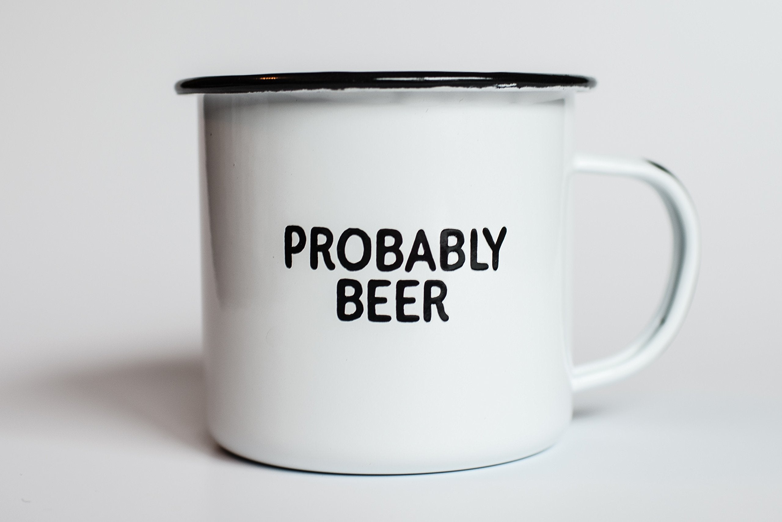 Swag Brewery PROBABLY BEER, taza esmaltada para cocina, uso versátil para bebidas o snacks.