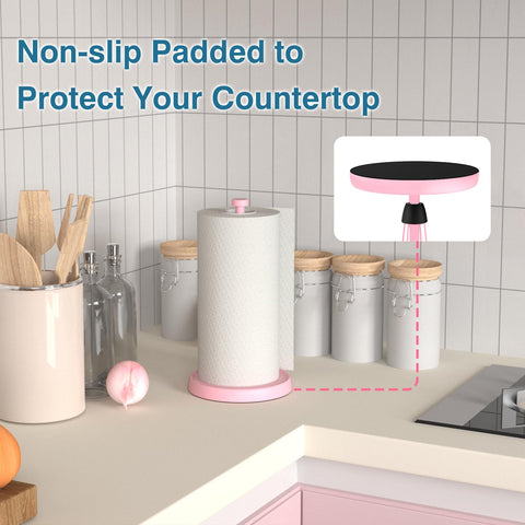 Swaitee porta-papel rosado de acero inoxidable con acabado moderno para la cocina.