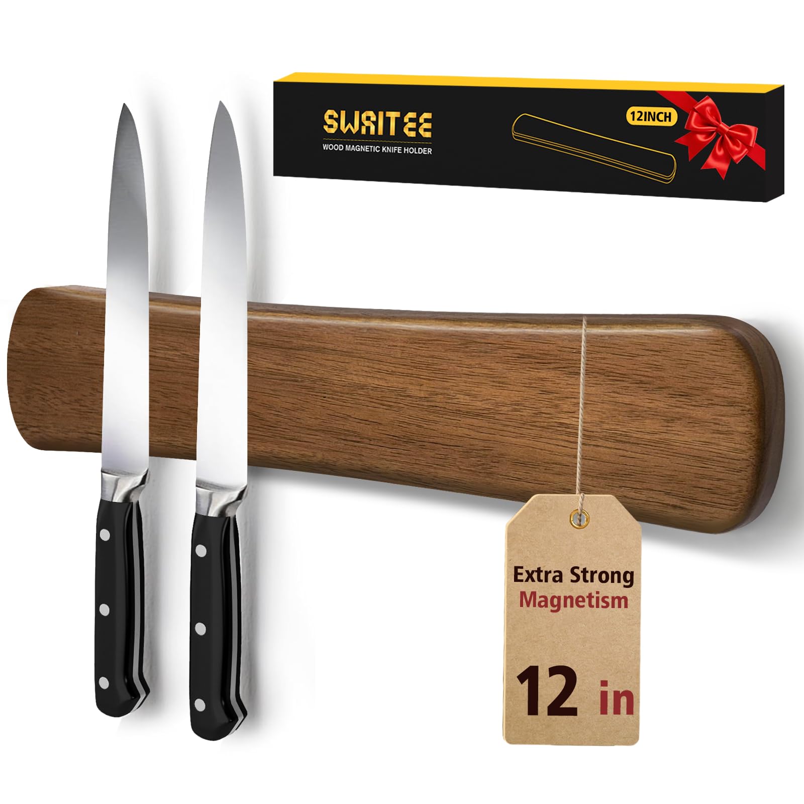 Swaitee barra magnética para cuchillos en la pared, almacenamiento compacto y acceso rápido.