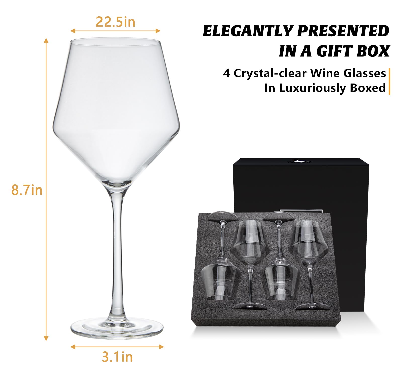 Copa Swanfort de cristal 16 onzas para degustación más cómoda.