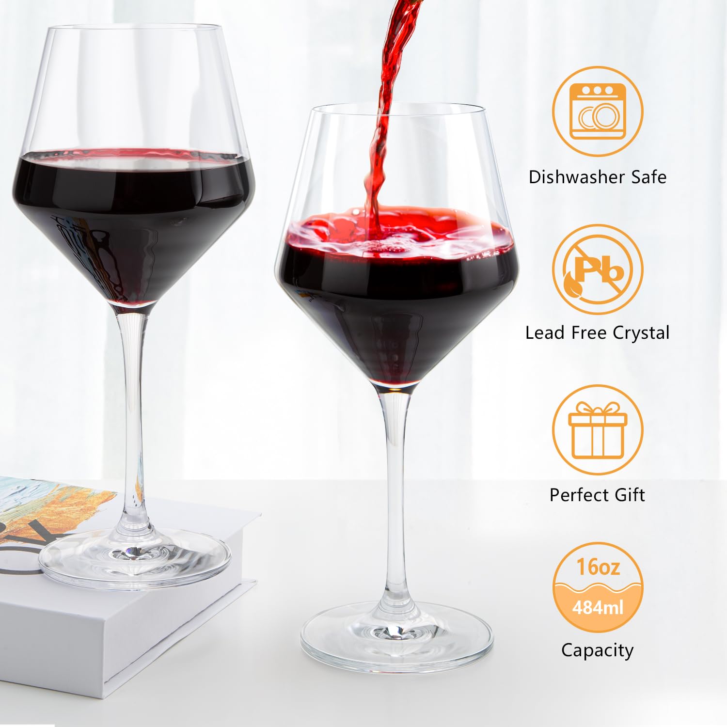 Swanfort copa de vino cristal con diseño italiano moderno para presentaciones elegantes.