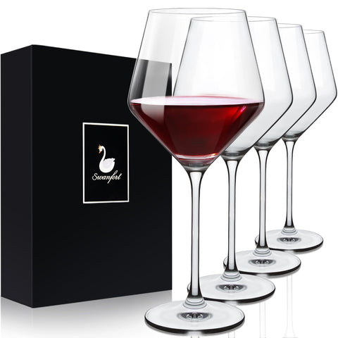 Swanfort copas de cristal con tallos largos, conjunto de cuatro para ocasiones especiales.
